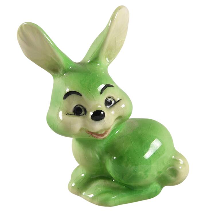 Animals-Figurines Rabbit Sitting-Green - No Box