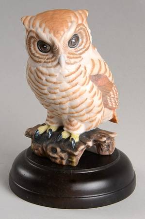 Bird Figurines On The Alert-Screech Owl-Metallic Eyes - With Box Bx417