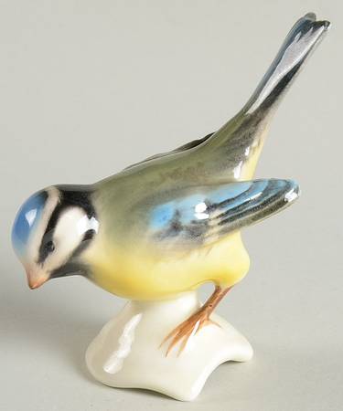 Bird Figurines Blue Titmouse-Glazed - No Box