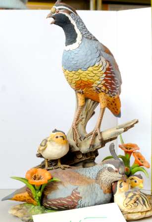 Bird Figurines California Valley Quails - Boxed