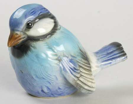 Bird Figurines Sparrow-Head Straight-Blue - No Box