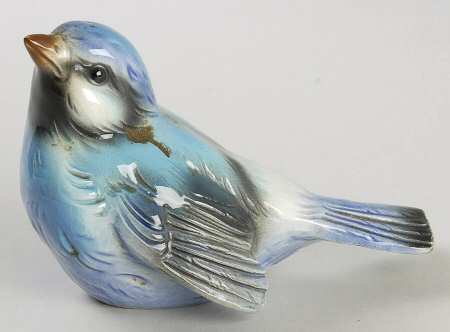 Bird Figurines Sparrow-Head Up-Blue - No Box