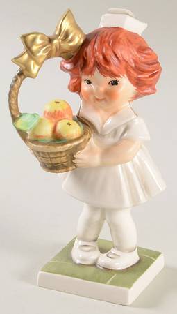 Red Heads Cheer Up-Nurse With Fruit Basket - No Box