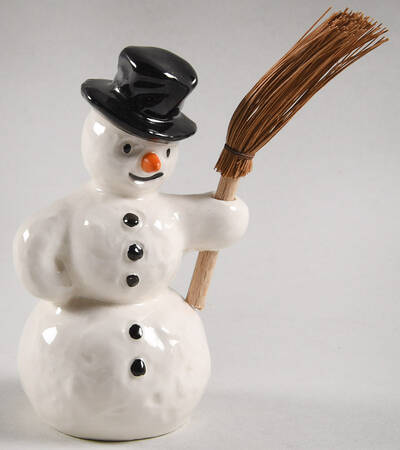 Wintertime Snowman With Broom - No Box