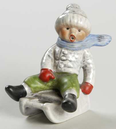 Wintertime Boy On Sled - No Box