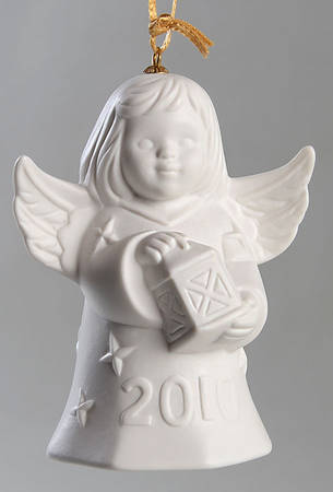 Angel Bell Ornament Angel With Lantern-White - With Box