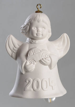 Angel Bell Ornament Angel With Car-White - With Box