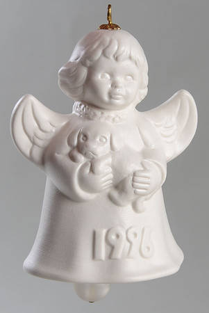 Angel Bell Ornament Angel With Puppy-White - Boxed