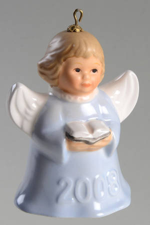 Angel Bell Ornament Angel With Song Book-Light Blue - No Box