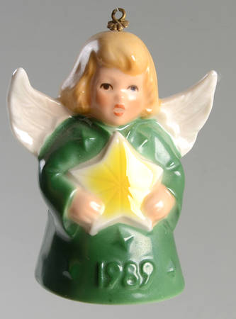 Angel Bell Ornament Angel With Star-Green - Boxed