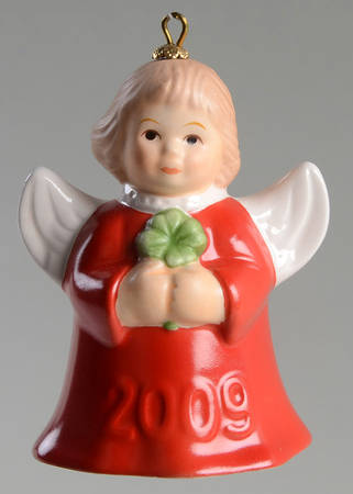 Angel Bell Ornament Angel With Clover-Red - With Box
