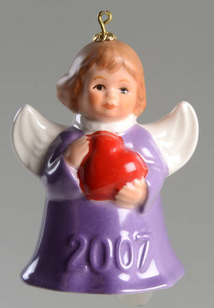 Angel Bell Ornament Angel With Heart-Purple - With Box