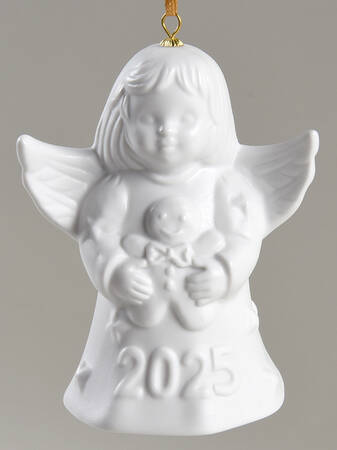 Angel Bell Ornament Angel With Gingerbread Man-White - With Box 50a