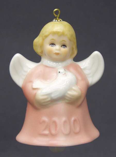 Angel Bell Ornament Angel With Dove-Pink - Boxed