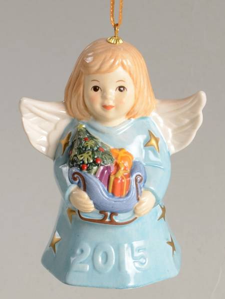 Angel Bell Ornament Angel With Sleigh - Ice Blue - With Box 40b