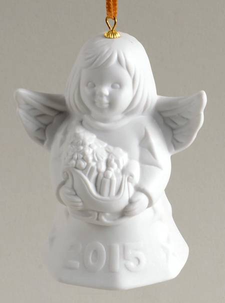 Angel Bell Ornament Angel With Sleigh-White - With Box 40a