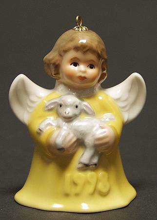 Angel Bell Ornament Angel With Lamb-Yellow - Boxed