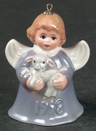 Angel Bell Ornament Angel With Lamb-Purple - Boxed