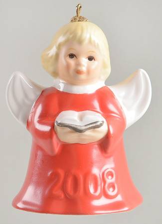 Angel Bell Ornament Angel With Song Book-Red - With Box