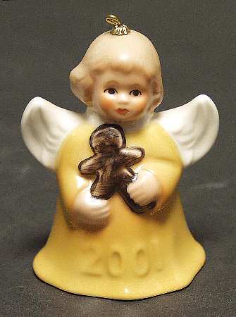 Angel Bell Ornament Angel With Gingerbread-Yellow - Boxed