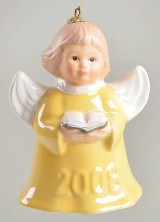 Angel Bell Ornament Angel With Song Book-Yellow - With Box