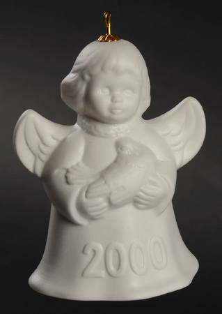 Angel Bell Ornament Angel With Dove-White - Boxed