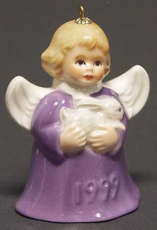 Angel Bell Ornament Angel With Rabbit-Purple - Boxed