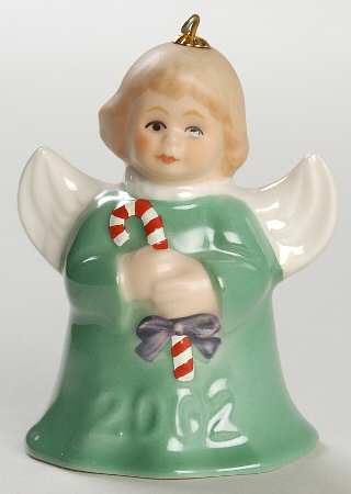 Angel Bell Ornament Angel With Candy Cane-Green - Boxed