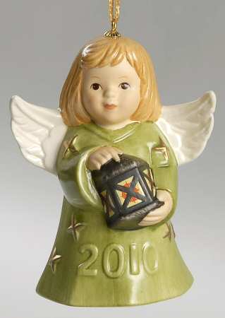 Angel Bell Ornament Angel With Lantern-Green - With Box