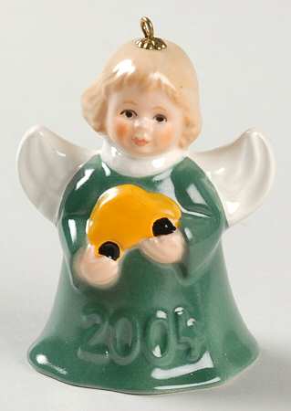 Angel Bell Ornament Angel With Car-Green - With Box