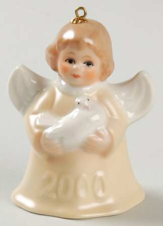 Angel Bell Ornament Angel With Dove-Yellow - Boxed