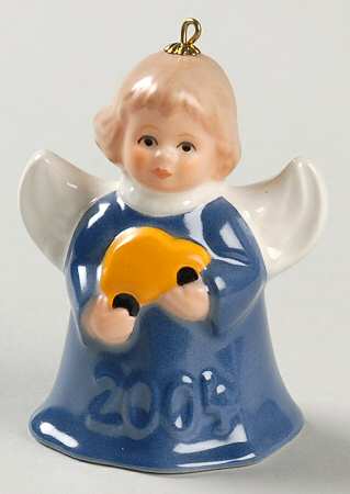 Angel Bell Ornament Angel With Car-Blue - With Box