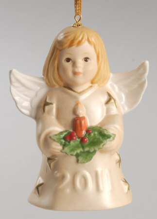 Angel Bell Ornament Angel With Candle-Champagne - With Box
