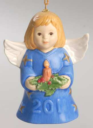 Angel Bell Ornament Angel With Candle-Blue - No Box