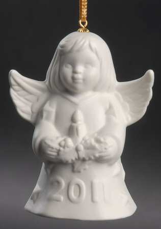 Angel Bell Ornament Angel With Candle-White - With Box
