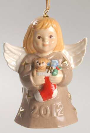 Angel Bell Ornament Angel With Stocking-Nutmeg - With Box 37c