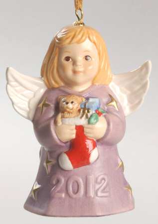 Angel Bell Ornament Angel With Stocking-Purple - With Box 37d