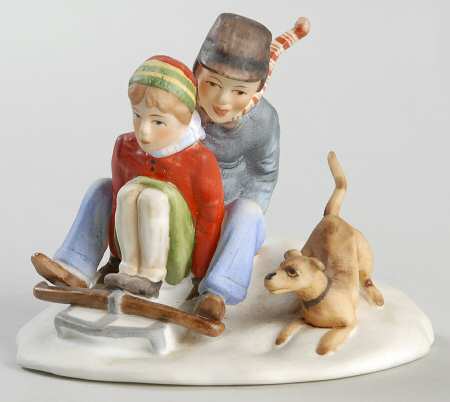Norman Rockwell Figurines-Miniatures Downhill Daring - Boxed