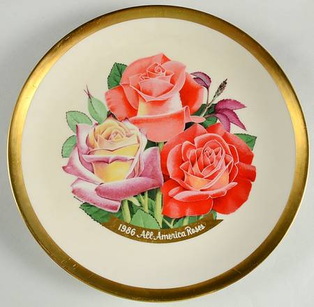 All America Rose Plate #2 Voodoo, Broadway, Touch Of Class - With Box