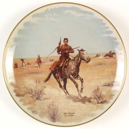 Frederic Remington Western Plates The Flight - Boxed