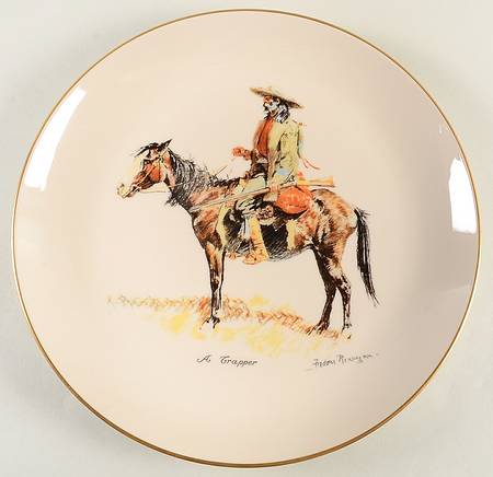 Frederic Remington Western Plates A Trapper - Boxed
