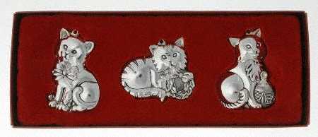 Gorham Ornaments Cats-Set Of 3 - Boxed