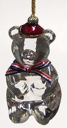 Crystal Christmas Ornament Patriotic Teddy - Boxed