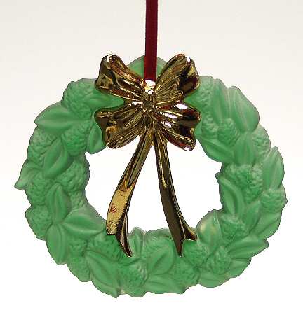 Crystal Christmas Ornament Frosted Crystal/Gold Wreath - Boxed