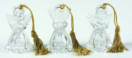 Crystal Christmas Ornament Angels-Set Of 3 - Boxed