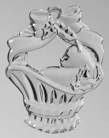 Crystal Christmas Ornament Kitten In A Basket - Boxed