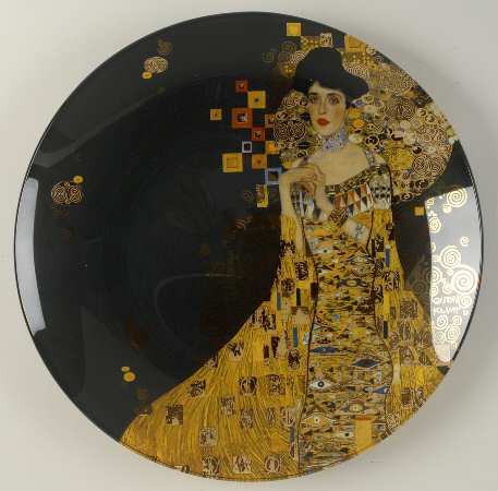 Artis Orbis-Klimt Adele Bloch Bauer Black Glass Plate - Boxed