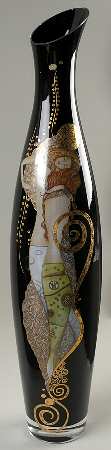 Artis Orbis-Klimt Watersnakes Black Glass Vase - Boxed