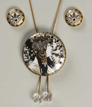 Artis Orbis- Alphonse Mucha Brunette Jewelry Set - Boxed