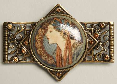 Artis Orbis- Alphonse Mucha Ivy & Laurel Brooch - Boxed